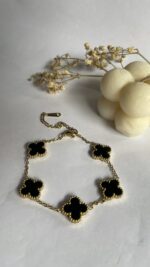 vintage black double sided clover Bracelet - Image 2
