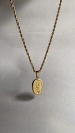 Gold flower medallion necklace